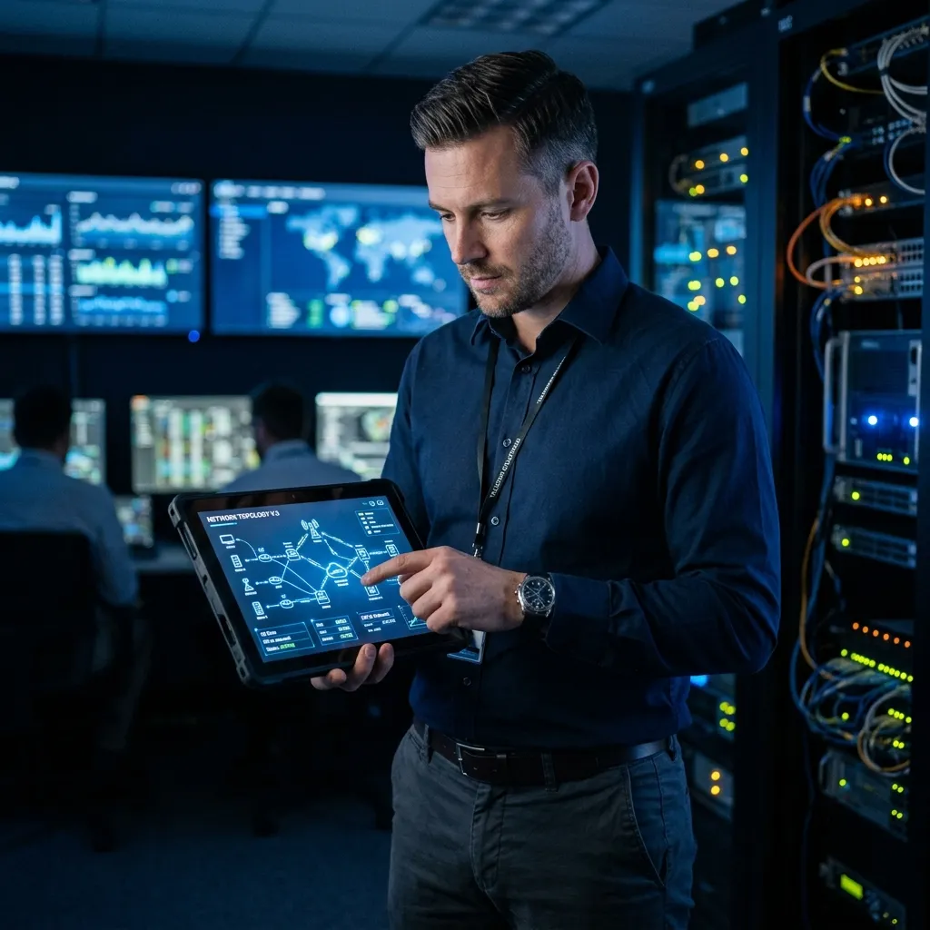 Engineer with tablet